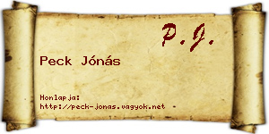 Peck Jónás névjegykártya